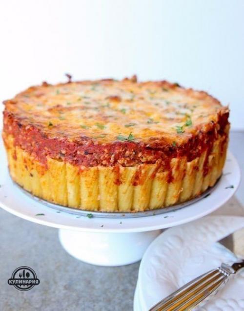 Итальянский пирог из макарон - рожков.