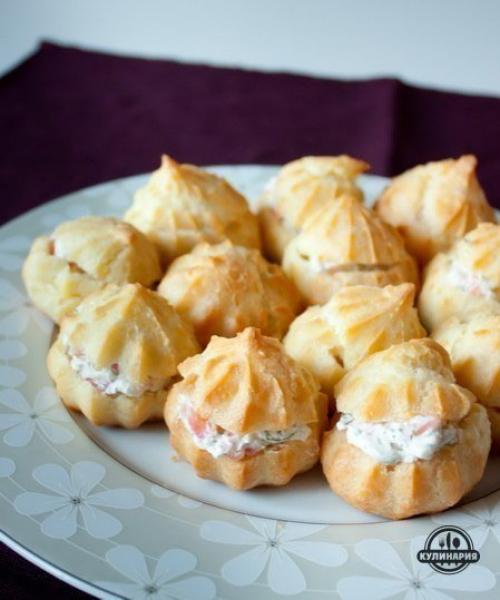 Профитроли со сливочным сыром и лососем. 05