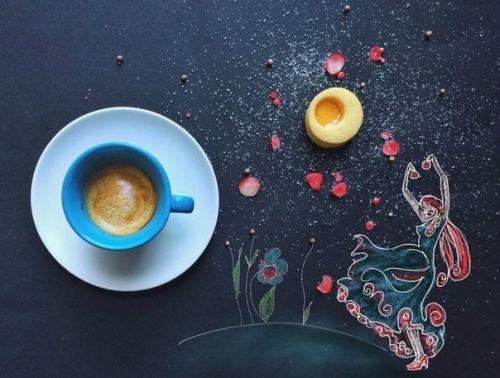 Художница - иллюстратор из Италии синция болонези (Cinzia Bolognesi) создает работы прямо за завтраком. 03