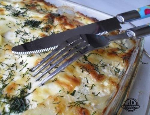 Запеченный картофель с грибами.