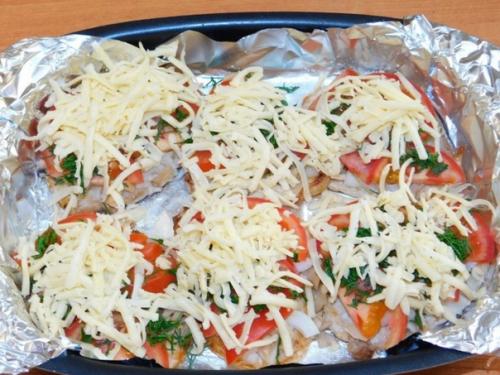 Свиные отбивные с овощами под сыром в духовке. 05 Свиные отбивные с овощами под сыром в духовке. 05