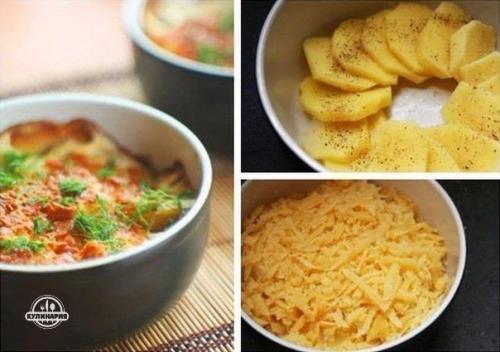 Картофель, запеченный в сливках с сыром.