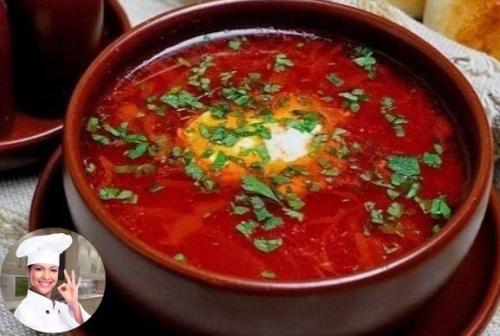 Борщ.  Ингредиенты:  - Говядина - 1 килограмм (на кости).