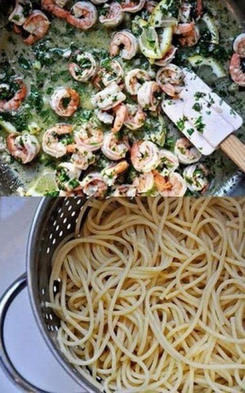 Спагетти с креветками. 05