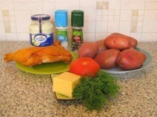 Фаршированный картофель.  Ингредиенты: 05