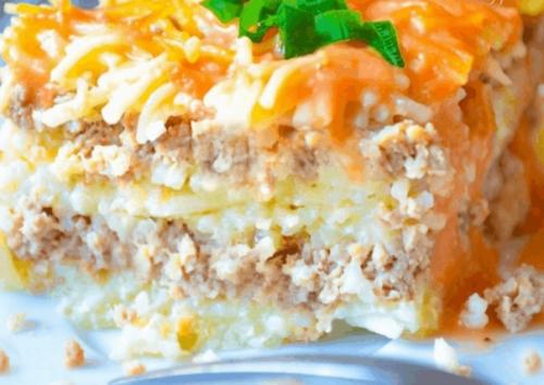 Запеканка с мясом и вермишелью.