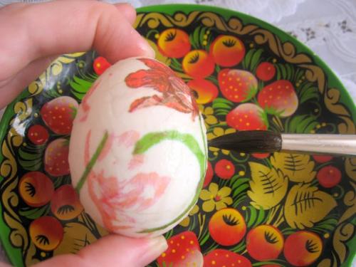 Декупаж пасхальных яиц на яичном белке. 07