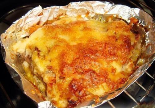 Быстрый ужин.  Узелки с мясом и сыром.