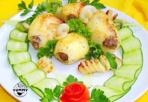 Фаршированный картофель.  Ингредиенты: