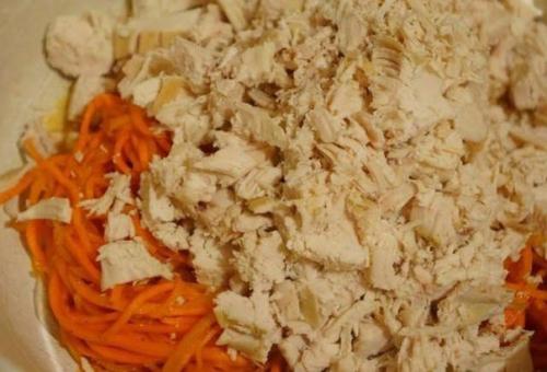 Салат с курицей и морковью по-корейски. 01
