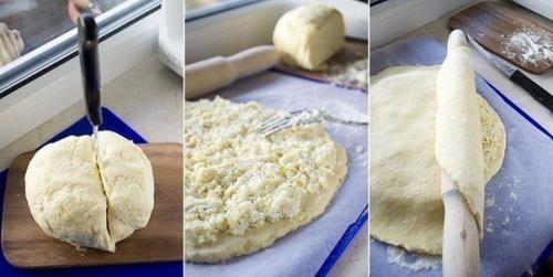 Лепешка из творожного теста с сыром. 04