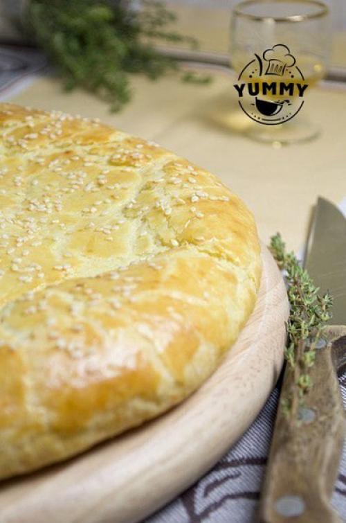 Лепешка из творожного теста с сыром. 06