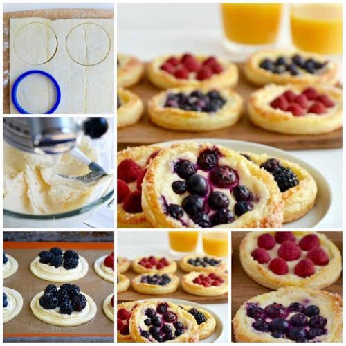 Тарталетки с начинкой из творога и ягодами из готового слоеного теста. 04