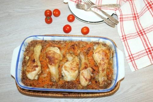 Куриные ножки с гречкой в духовке. 01