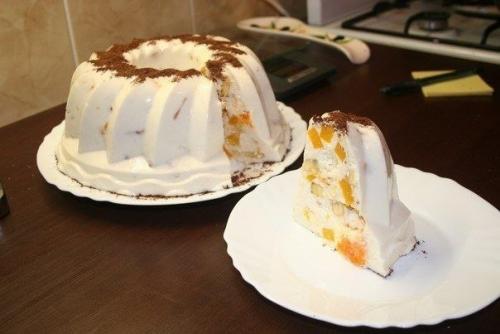 Бланманже с персиками.