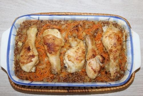 Куриные ножки с гречкой в духовке. 02