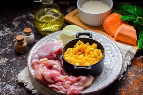 Курица с кукурузой и рисом. 01