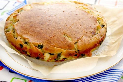 Быстрый (заливной) пирог с зелёным луком и яйцом. 06