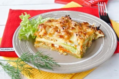 Лазанья из кабачков с курицей. Лазанья из кабачков с курицей.