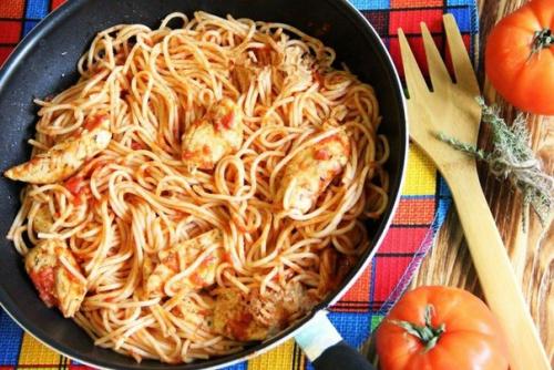 Куриная грудка с помидорами на сковороде. 08