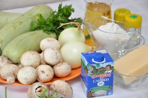 Грибной жульен в кокотнице из кабачка. 01