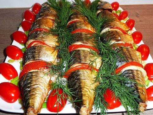 Скумбрия запечённая.  Ингредиенты и приготовление: