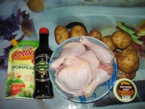 Вкусная курочка в маринаде вместе с картошкой в духовке. 01