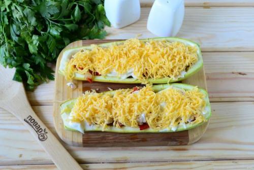 Кабачки, фаршированные куриной грудкой. 07